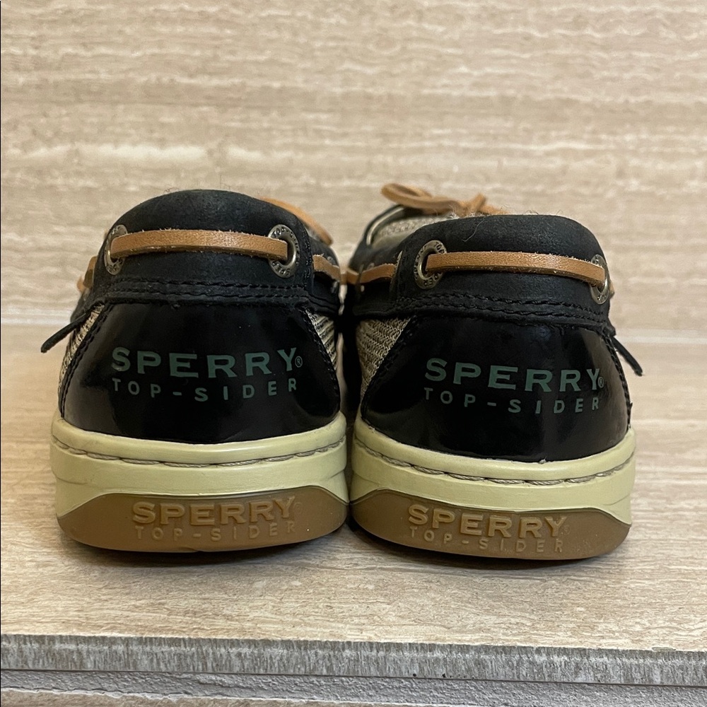 Sperry NWOT Black Flat Moccasin with Leopard Faux-Fur Lining - Picture 6 of 13